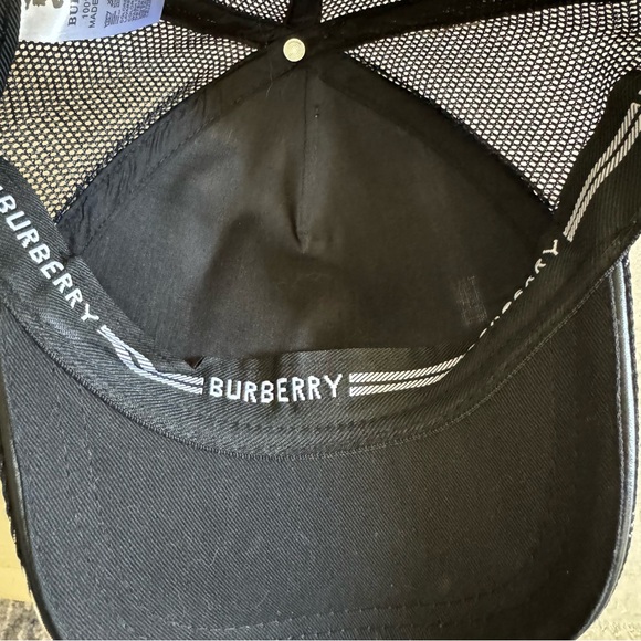 NWT BURBERRY Hat Black White Check Plaid Mesh Back Baseball Cap - Picture 4 of 8